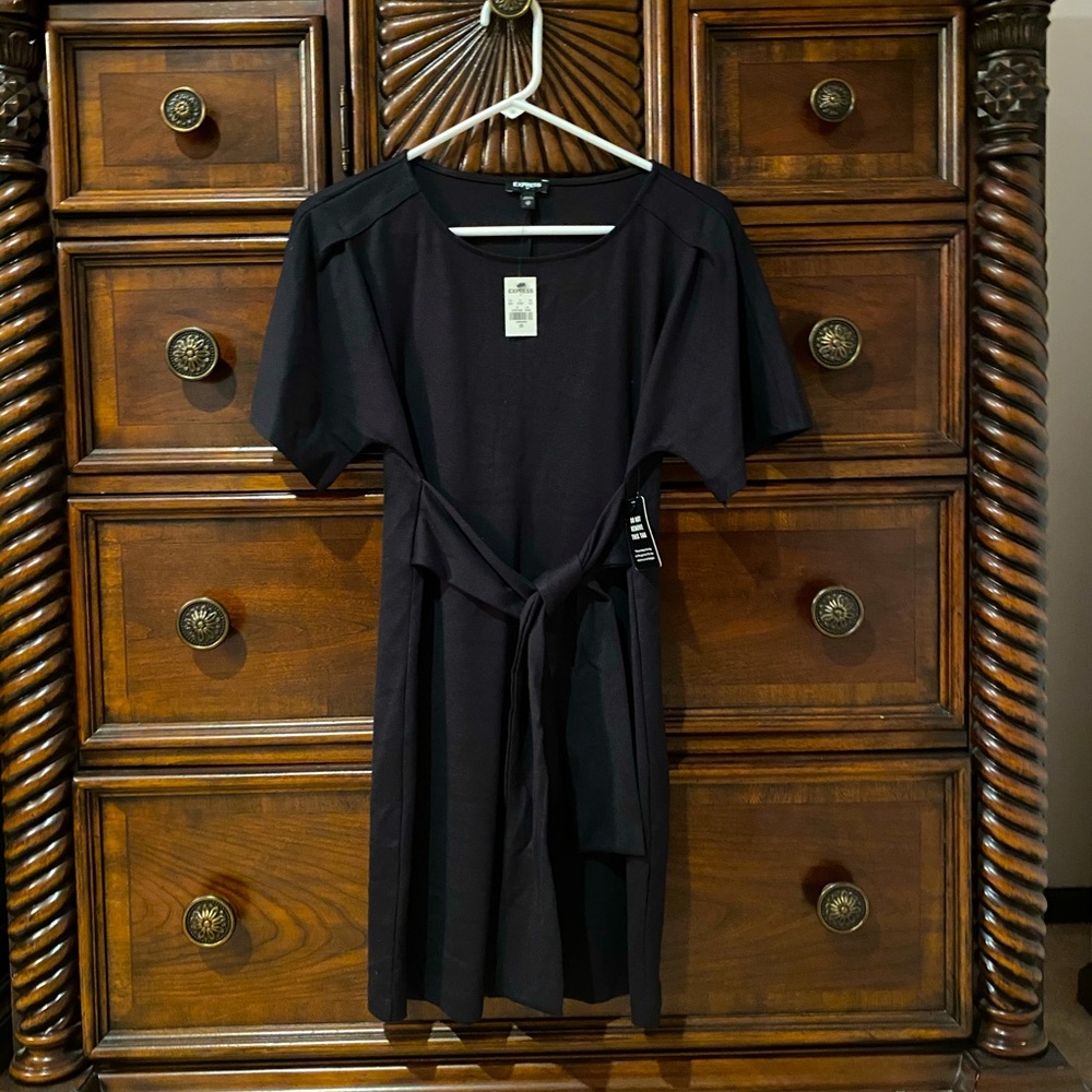 Black Express tie front dress